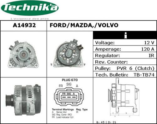 Technika A14932 - Генератор vvparts.bg