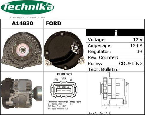 Technika A14830 - Генератор vvparts.bg