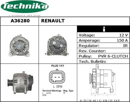 Technika A36280 - Генератор vvparts.bg