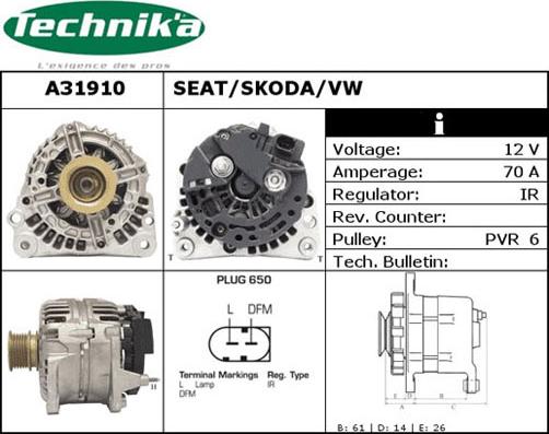 Technika A31910 - Генератор vvparts.bg