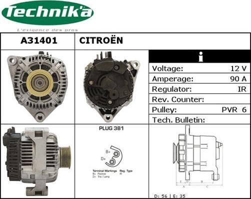 Technika A31401 - Генератор vvparts.bg