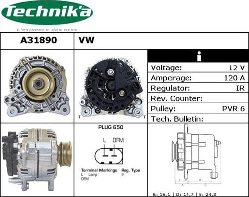 Technika A31890 - Генератор vvparts.bg