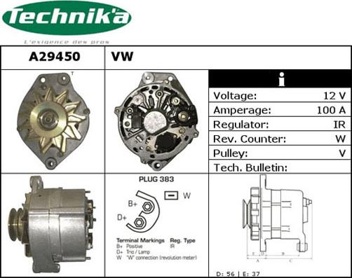 Technika A29450 - Генератор vvparts.bg