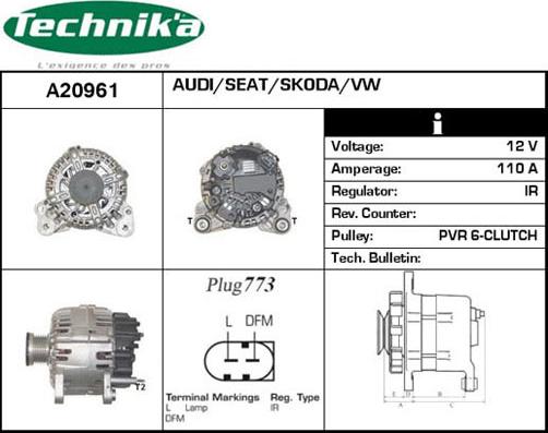 Technika A20961 - Генератор vvparts.bg