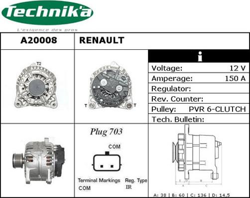 Technika A20008 - Генератор vvparts.bg