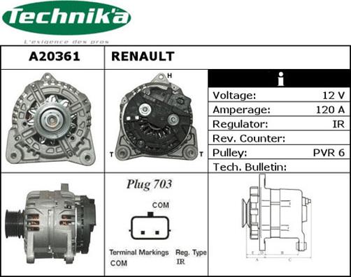 Technika A20361 - Генератор vvparts.bg