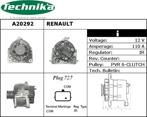 Technika A20292 - Генератор vvparts.bg