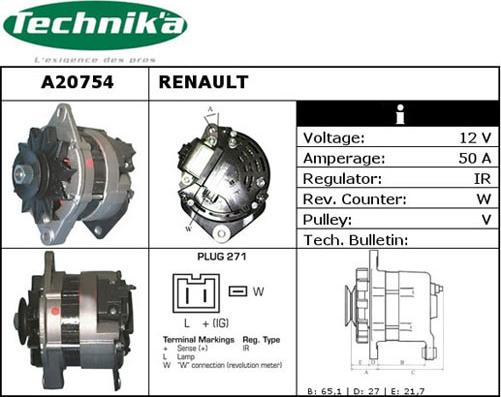 Technika A20754 - Генератор vvparts.bg