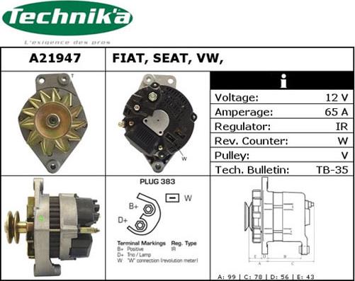 Technika A21947 - Генератор vvparts.bg