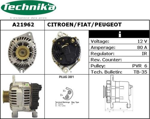 Technika A21962 - Генератор vvparts.bg