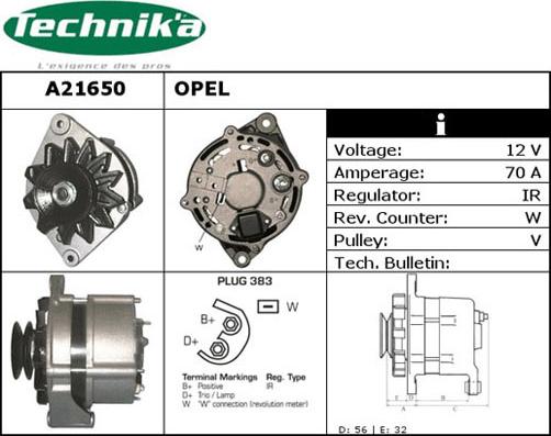 Technika A21650 - Генератор vvparts.bg