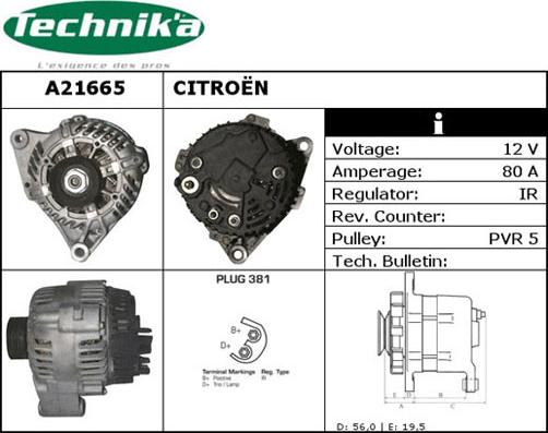 Technika A21665 - Генератор vvparts.bg