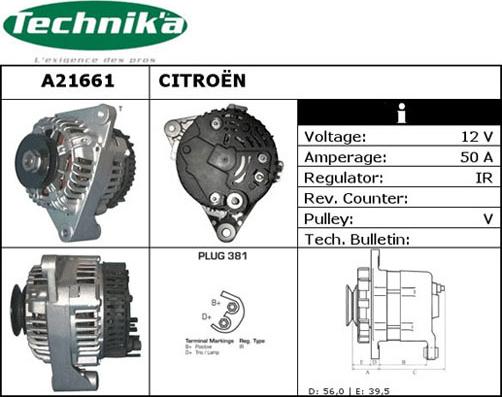 Technika A21661 - Генератор vvparts.bg