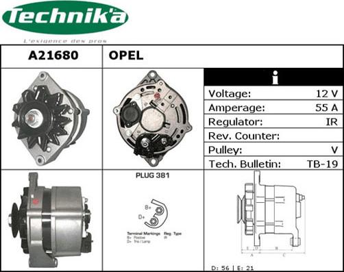 Technika A21680 - Генератор vvparts.bg