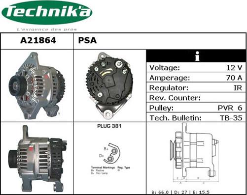 Technika A21864 - Генератор vvparts.bg