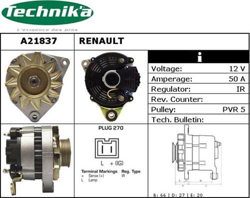 Technika A21837 - Генератор vvparts.bg