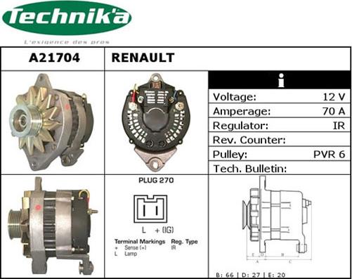 Technika A21704 - Генератор vvparts.bg