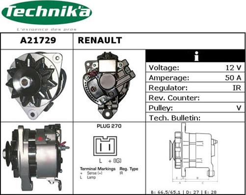 Technika A21729 - Генератор vvparts.bg