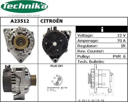 Technika A23512 - Генератор vvparts.bg