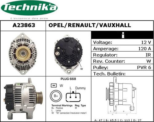 Technika A23863 - Генератор vvparts.bg