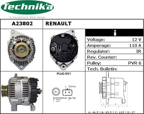 Technika A23802 - Генератор vvparts.bg