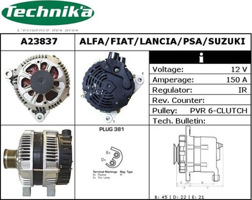 Technika A23837 - Генератор vvparts.bg