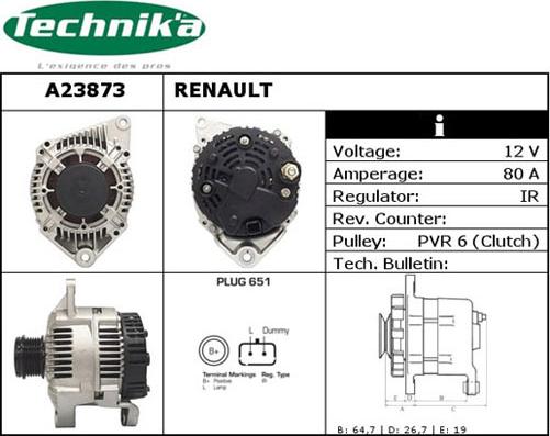 Technika A23873 - Генератор vvparts.bg