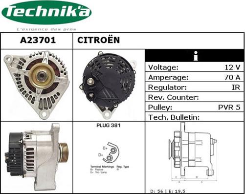 Technika A23701 - Генератор vvparts.bg