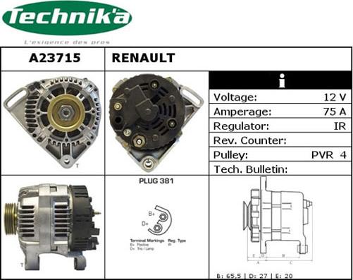 Technika A23715 - Генератор vvparts.bg