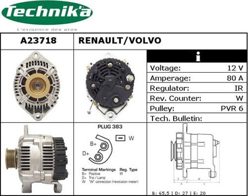 Technika A23718 - Генератор vvparts.bg