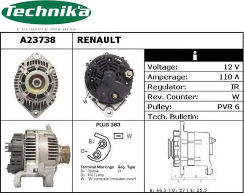 Technika A23738 - Генератор vvparts.bg