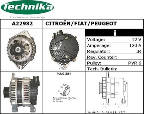 Technika A22932 - Генератор vvparts.bg