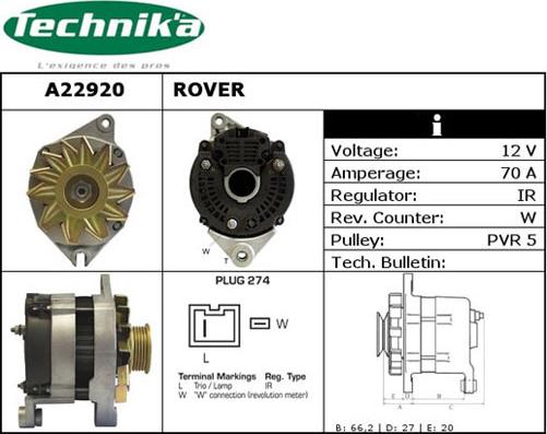 Technika A22920 - Генератор vvparts.bg