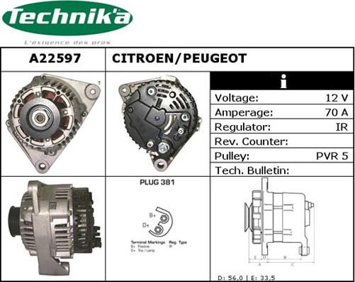 Technika A22597 - Генератор vvparts.bg