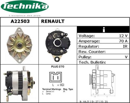 Technika A22503 - Генератор vvparts.bg