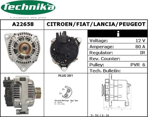 Technika A22658 - Генератор vvparts.bg