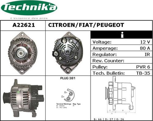 Technika A22621 - Генератор vvparts.bg