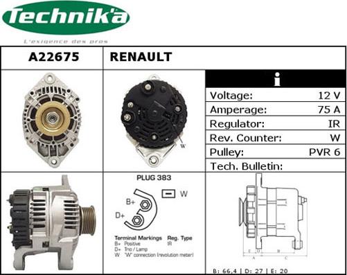 Technika A22675 - Генератор vvparts.bg