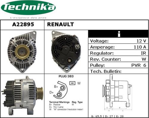 Technika A22895 - Генератор vvparts.bg