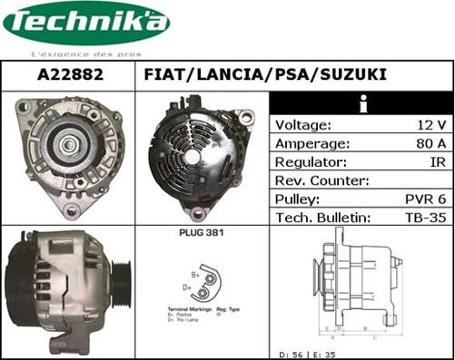 Technika A22882 - Генератор vvparts.bg