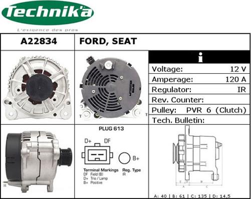 Technika A22834 - Генератор vvparts.bg