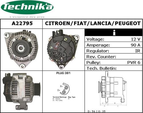 Technika A22795 - Генератор vvparts.bg