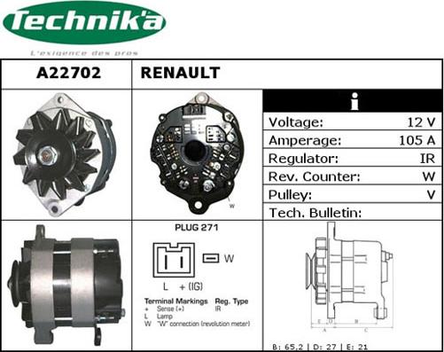 Technika A22702 - Генератор vvparts.bg