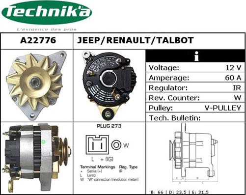 Technika A22776 - Генератор vvparts.bg