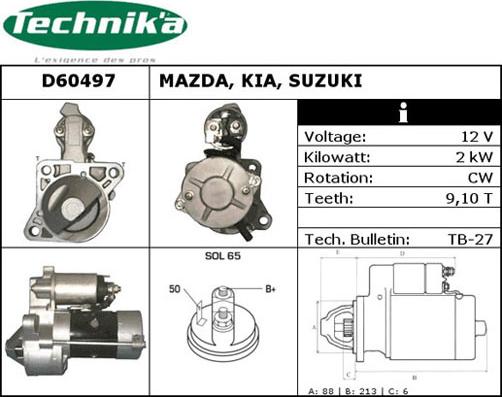 Technika D60497 - Стартер vvparts.bg