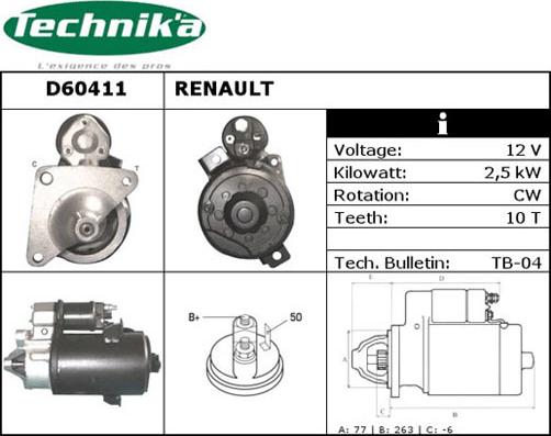 Technika D60411 - Стартер vvparts.bg