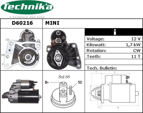 Technika D60216 - Стартер vvparts.bg