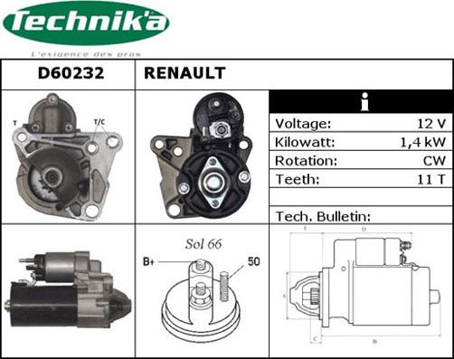 Technika D60232 - Стартер vvparts.bg