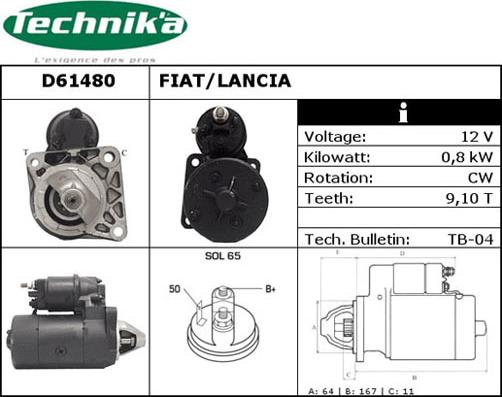 Technika D61480 - Стартер vvparts.bg