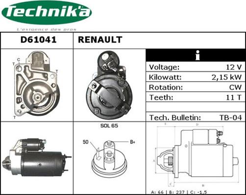 Technika D61041 - Стартер vvparts.bg